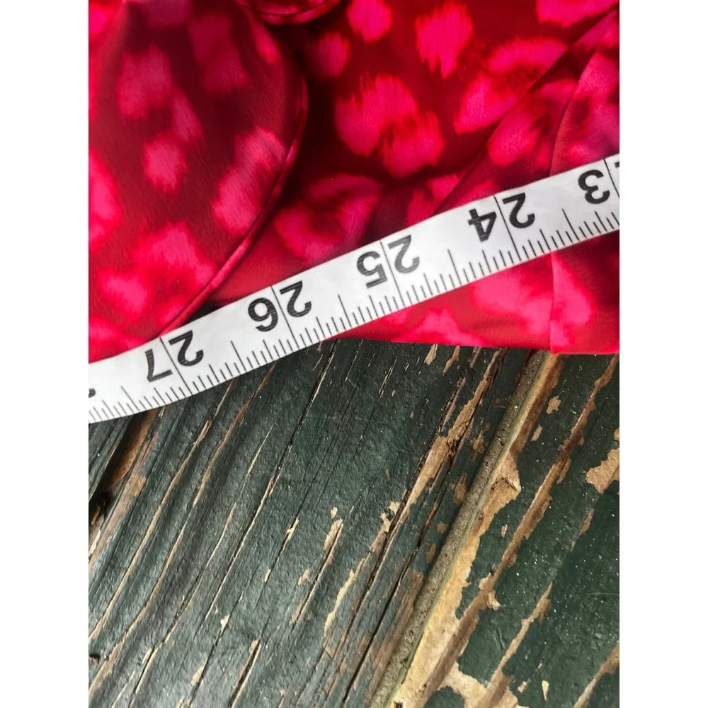 Good American Pink Red Leopard Print Pajama Set Cropped Top Wide Leg Pants 1
